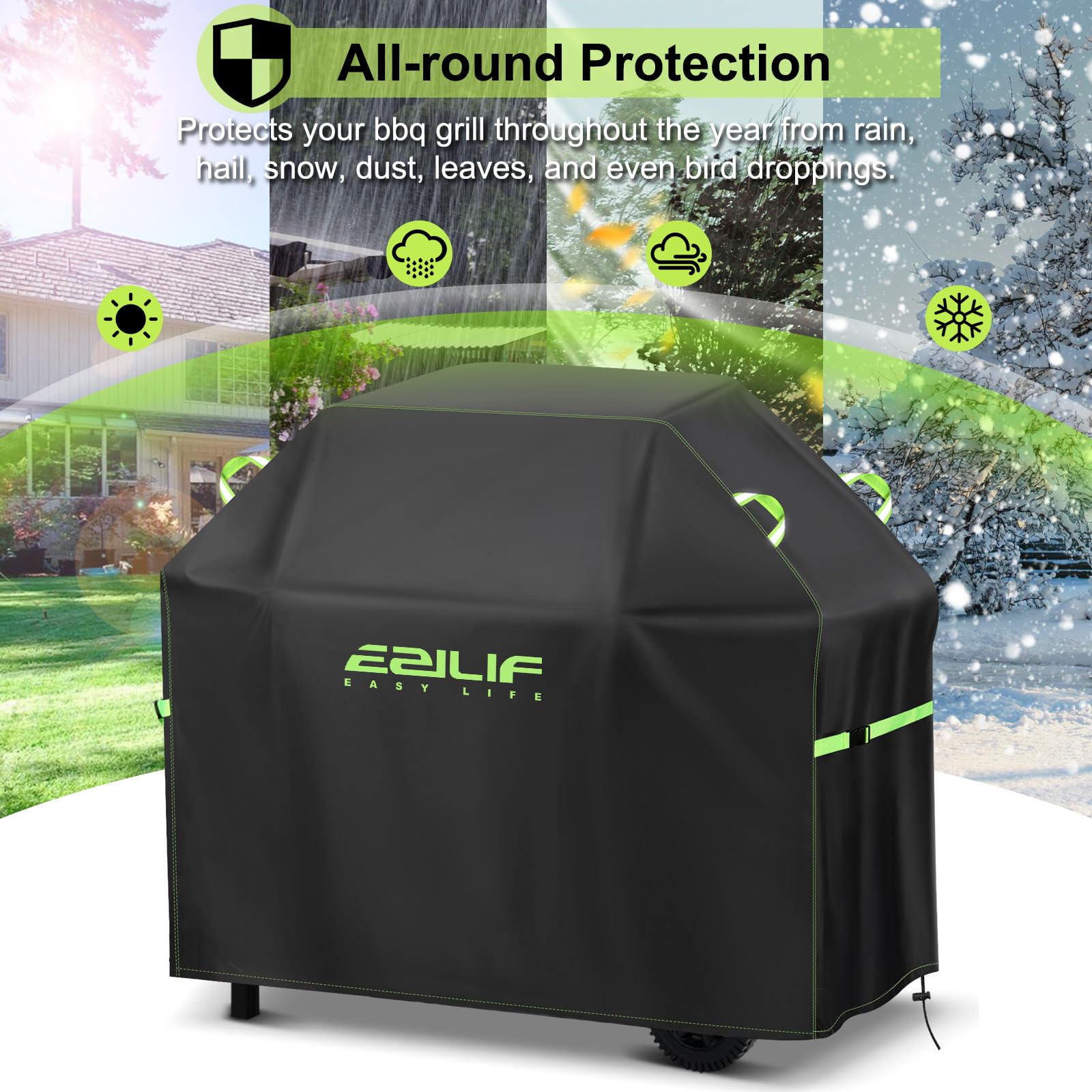 Fundas para barbacoa, 90 x 70 x 110 cm, impermeables, Oxford 420D, resistente, grandes, con hebilla al viento y mango reflectante, cubierta de gas resistente