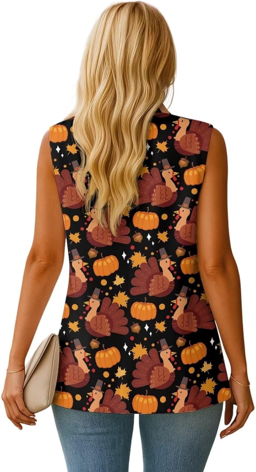 Women's Summer Sleeveless Vest Tops Single Button Lightweight Fully-Lined Casual Work Office Blazers with Pockets