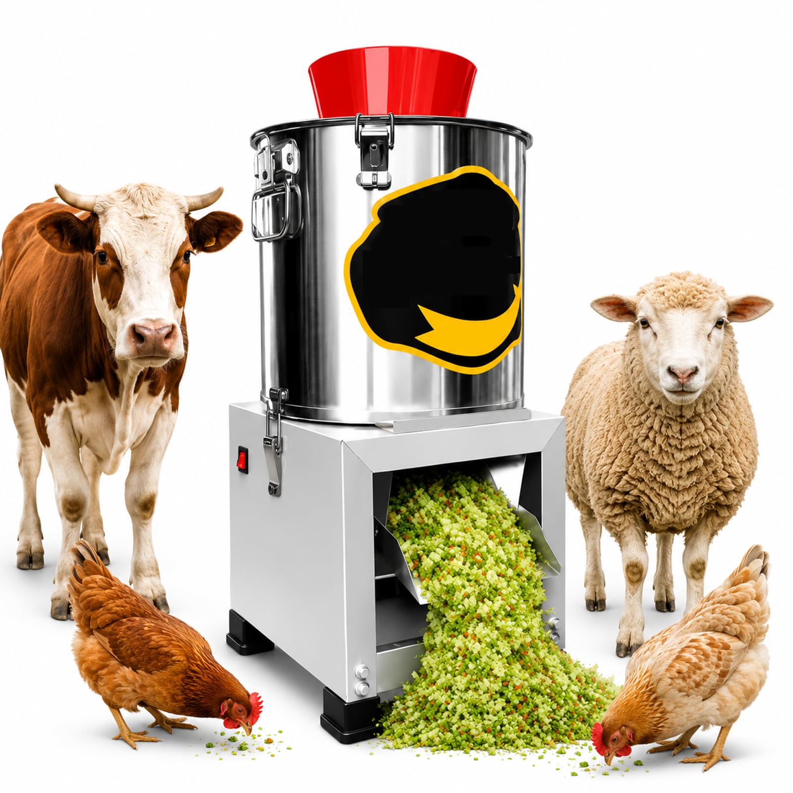 Picadora Eléctrica Comercial De Verduras, Procesador De Alimentos Multifuncional De Acero Inoxidable, Con Boca De Entrada Ancha De 32 Cm; Trituradora De Alimentos Para Aves Y Repollo 2200W