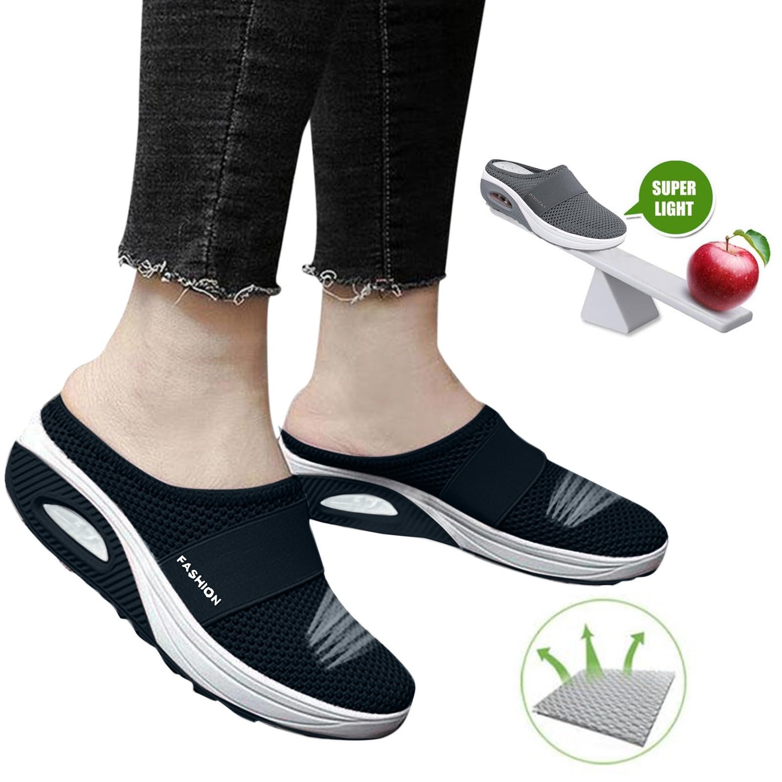 Damen Bequem Slip on Sneakers Mesh Leichte Atmungsaktiv Freizeitschuhe Walkingschuhe Freihändige Sportschuhe Fitness Jogging Outdoor Gym