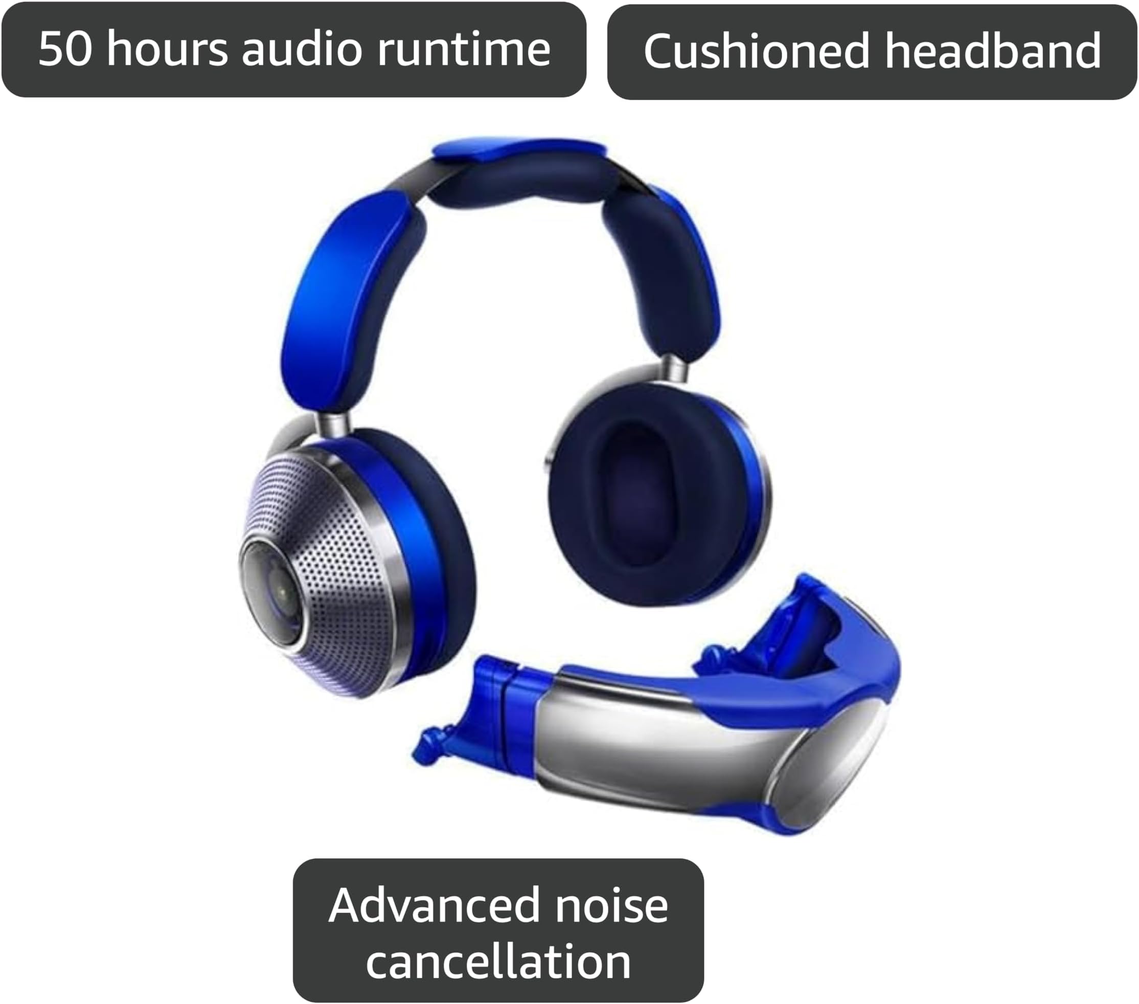 Zone WP01 Headphone, Air Purification, Advanced Noise Cancellation, Touch & Voice Control, Built-in Accelerometer, Beamforming & Noise-Cancelling Microphones, Ultra Blue/Prussian Blue | WP01