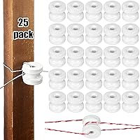 DuuiHua 25 Pack WP36 Ceramic Corner Post Insulators - White Porcelain Donut Electric Fence Insulators for Wood Posts
