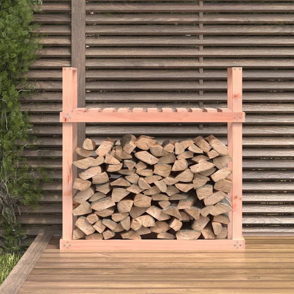 Estantería para leña de madera de Douglas maciza, 110 x 35 x 108,5 cm, soporte de madera para almacenamiento de leña, almacenamiento para chimenea y estufa de leña, ideal para salón y exterior