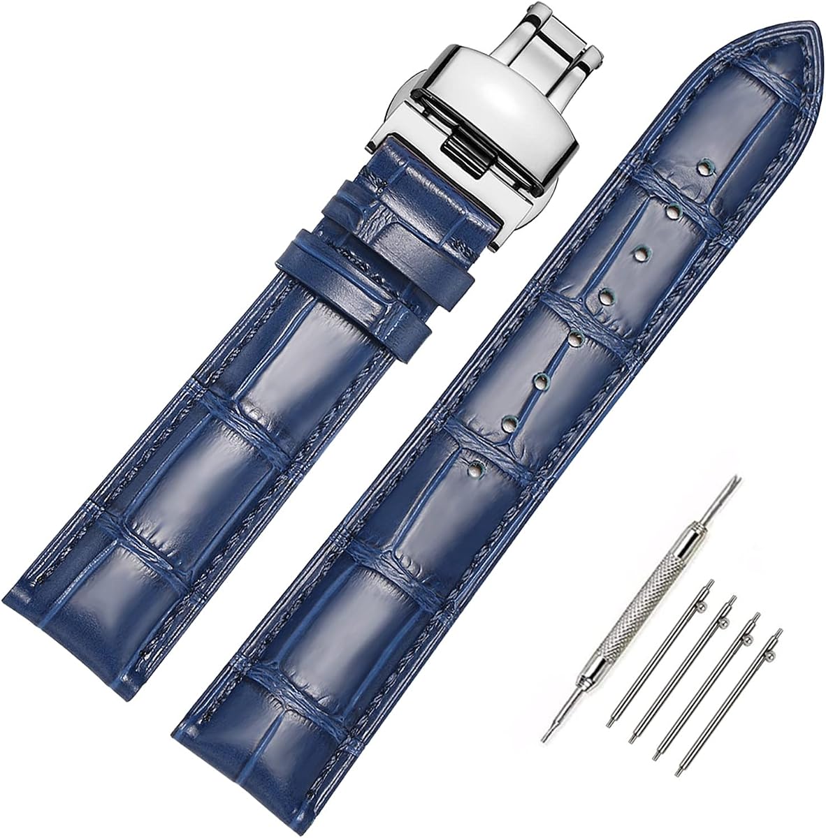 Moran Quick Release Leather Watch Bands Deployment Butterfly Buckle Calfskin Replacement Watch Strap for Men & Women