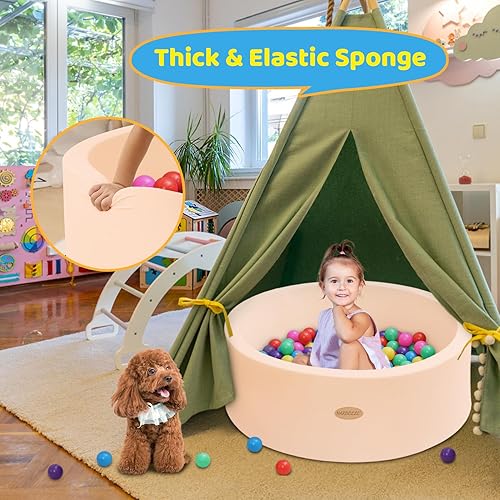Vista 3 de Piscina de Pelotas para Bebés 35.4" Espuma Viscoelástica Suave Redonda Piscinas de Pelotas NO Incluye Pelotas Corralito Interior Exterior para Bebés