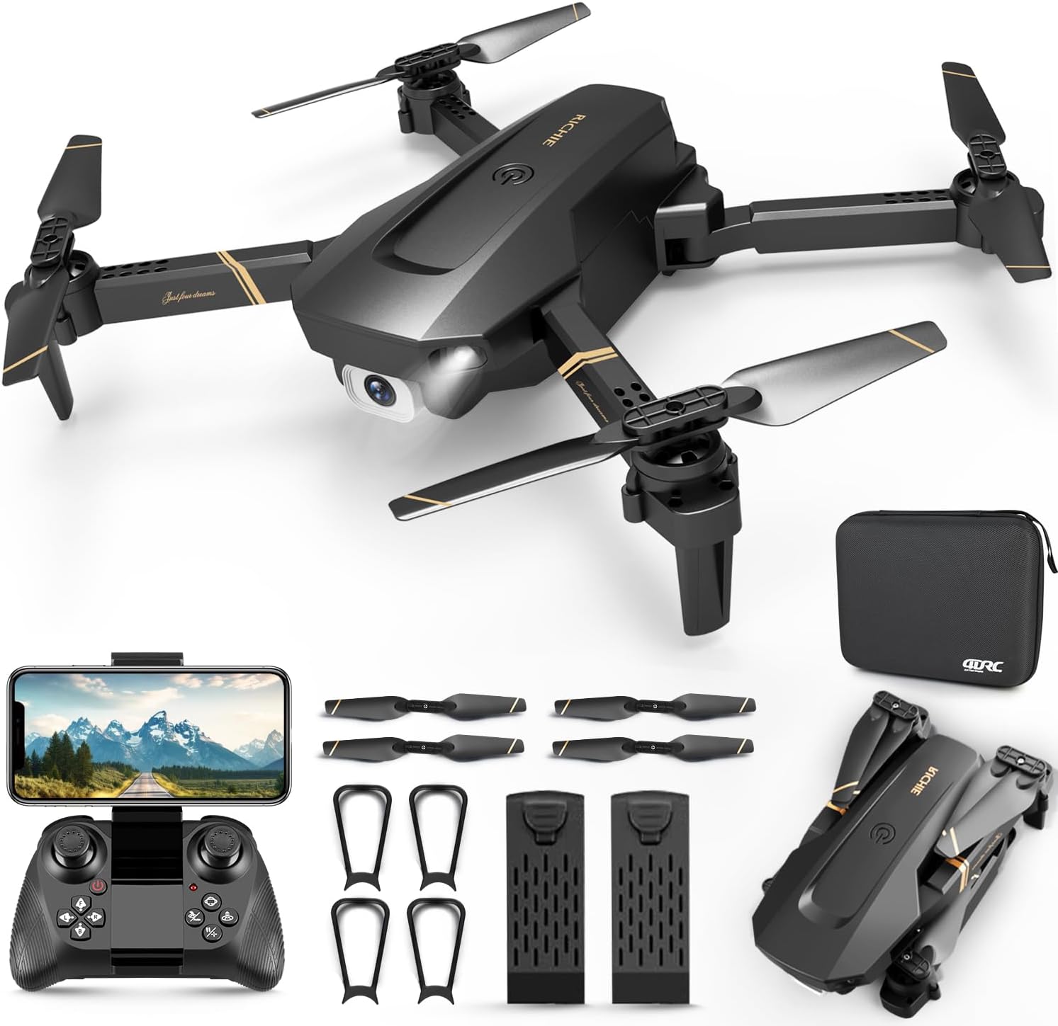 4DRC F10 1080P drone met FPV-camera, WLAN-quadrocopter met optische doorstroomtechnologie, markerings- en trackmodus, ronde vlucht, geschikt voor beginners