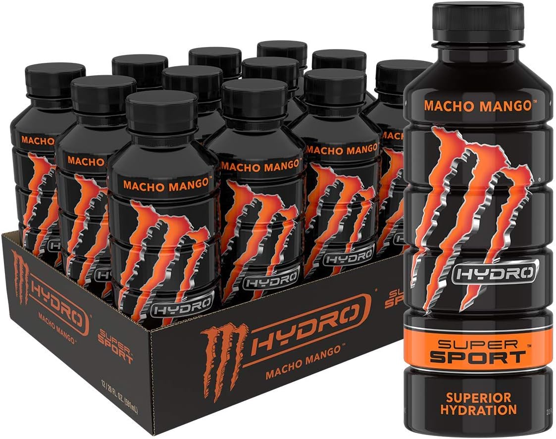Monster Energy Hydro Super Sport, Macho Mango, 20 Oz (Pack Of 12)