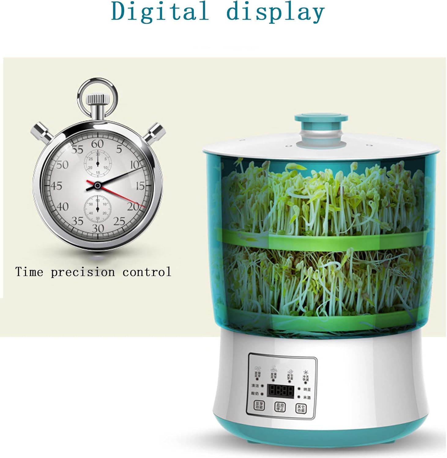 Bean Sprout Machine, Multi-Function Upgrade Germination Tank, Intelligent Control Conversion Germination kit 2 Pieces, 2 Layers (3 Layers)