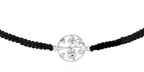 Miniatura 3 de AeraVida Pulsera ajustable de cuerda de algodón con dos corazones y árbol de la vida, Metal