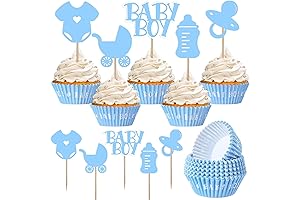250Pcs Baby Shower Cupcake Toppers Cupcake Liners Wrappers Cupcake Cup for Baby Boy