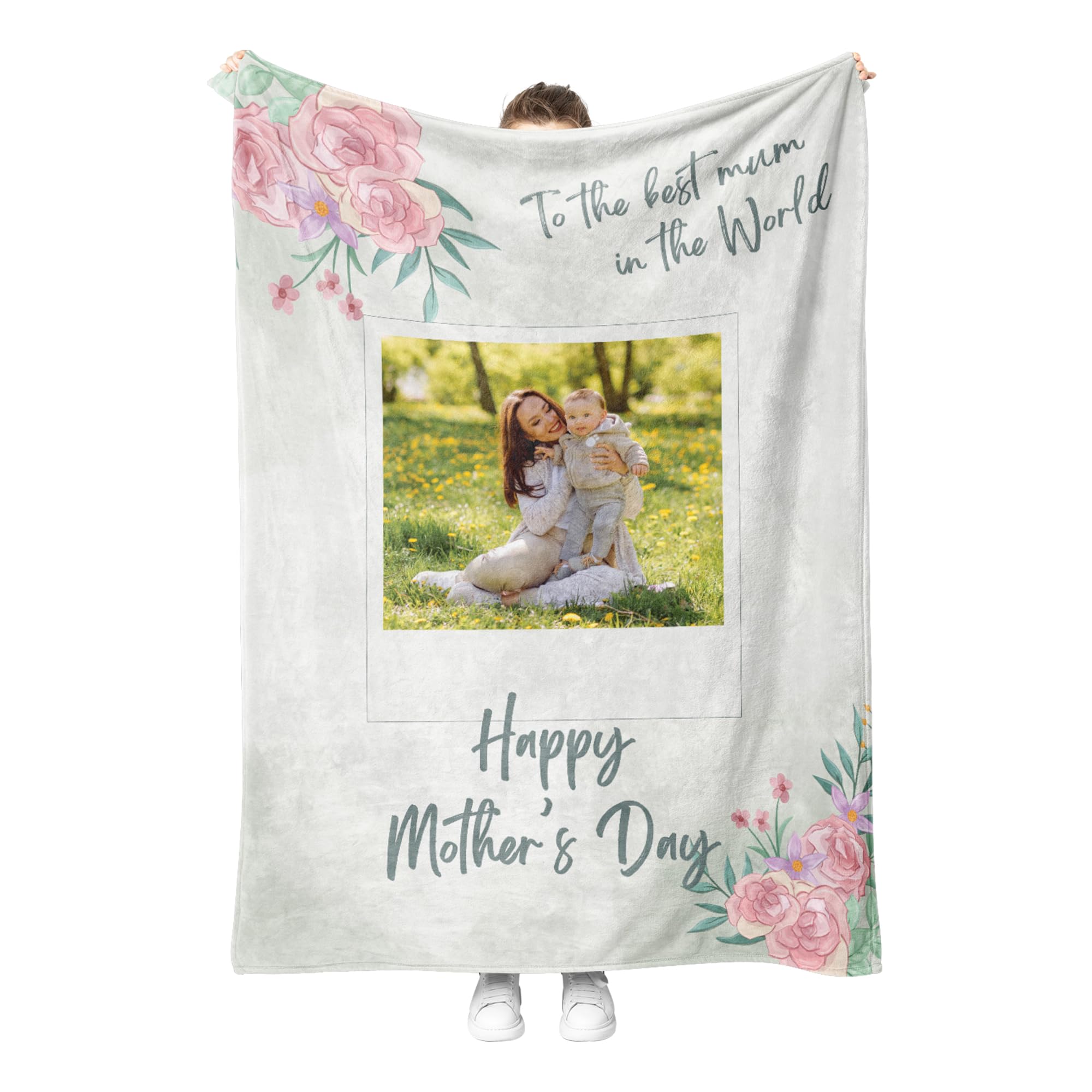 Print Maniacs 1 Photo Personalised Mum Gifts For Mothers Day, Blanket Gifts For Mum From Daughter Son, Mum Birthday Gifts, Presents For Mum Mummy On Valentine's Christmas, Best Mum Ever Blanket