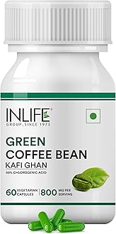 Green Coffee Beans Extract Capsules | With 50% Chlorogenic Acid | Ayurvedic Herbal Supplement - 800mg - 60 Vegetarian Capsules (Pack of 1, 60)