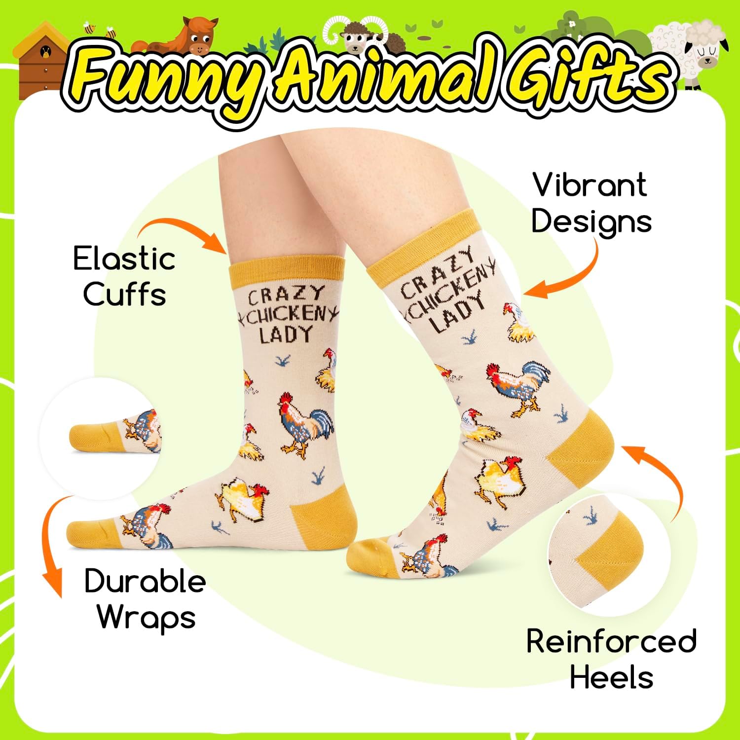 Crazy Lady Socks - Animal Lover Gifts, Silly Crazy Socks for Women Teen Girls - Image 2