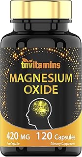 tnvitamins Magnesium Oxide 420mg - 120 Capsules | 4 Month Supply! | 100% Daily Value of Magnesium Oxide in One Capsule | Oxido de Magnesio | Non-GMO, Made in The USA