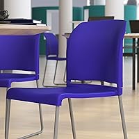 Vista 6 de Flash Furniture Hercules Series - Silla apilable contorneada con respaldo completo, color azul de 880 libras, con base de trineo recubierto de polvo