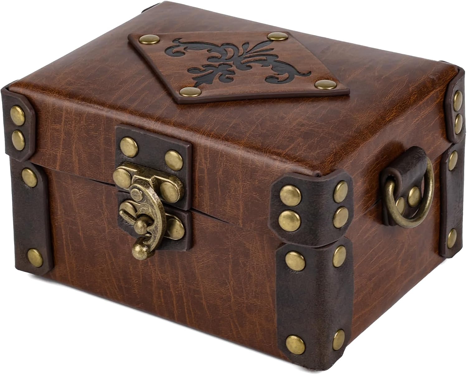 HiiFeuer Medieval Faux Leather Alchemy Box with 12 Cork Potion Vials, Fantasy Portable Crossbody Bag Jewelry Dnd Dice Holder (Brown A)