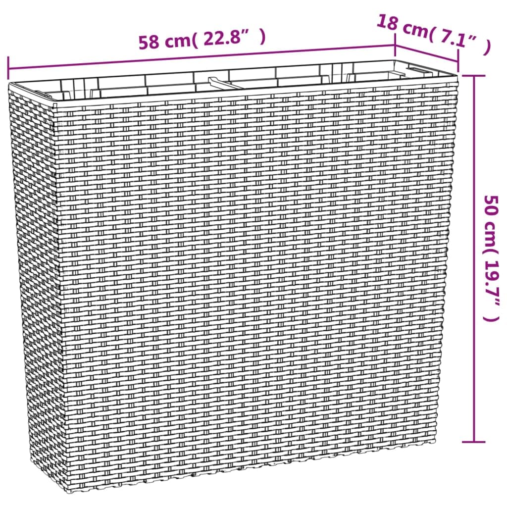 Antracytowa donica rattan PP z wyjmowanym pojemnikiem 12/44 L na kwiaty i rośliny na balkon taras ogród