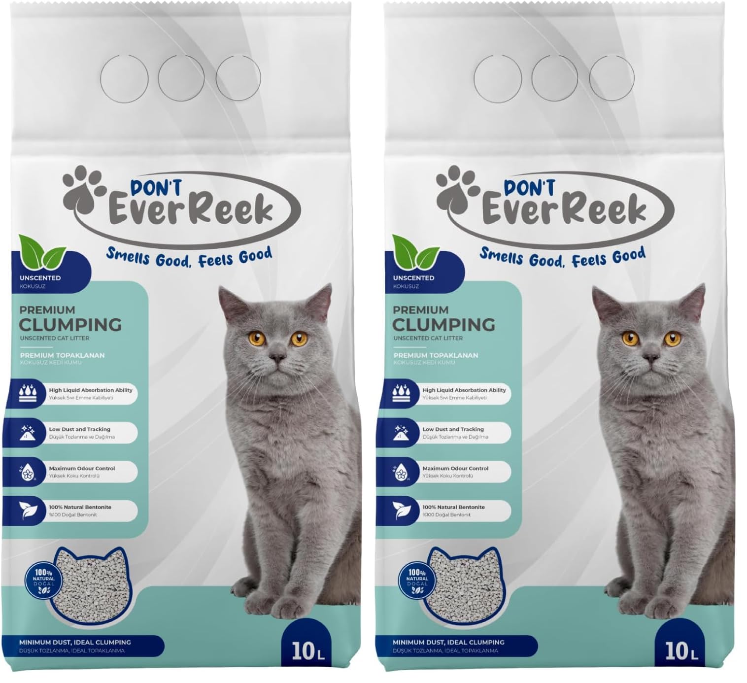 Ever Reek Kedi Kumu (Kokusuz, 10 Litre) (2 paketi)
