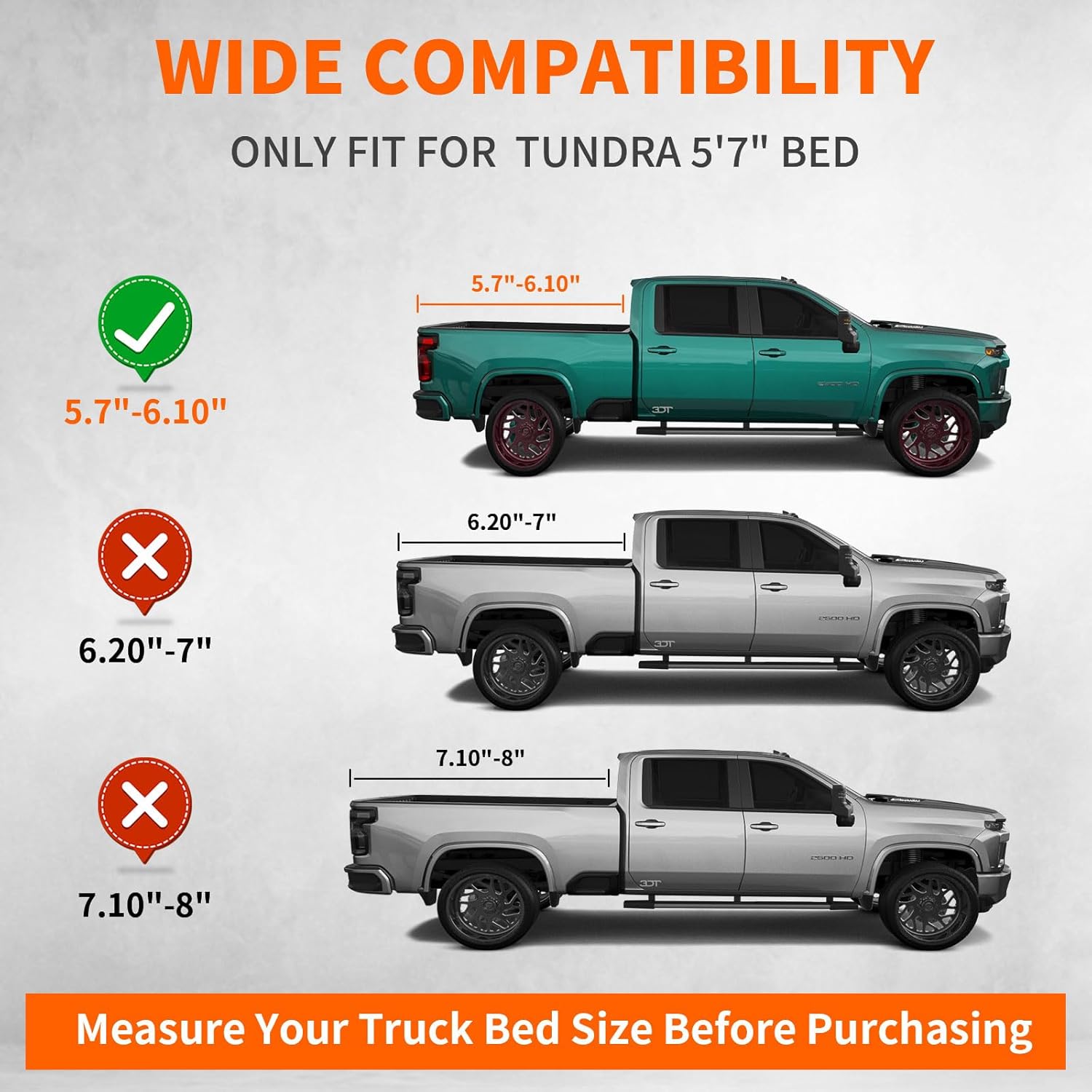 Truckiipa Hard Quad Fold Truck Bed Tonneau Cover Compatible with 2022-2024 Toyota Tundra, 5'7" (77") Bed