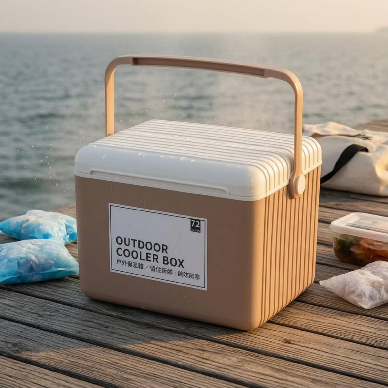 Nevera Portátil Aislada Hielera Contenedor Térmico Caja Refrigeradora con Aislamiento Térmico PU y Tapa 13 Asa de Transporte y Cierre Seguro Adecuada, Verde Aguacate