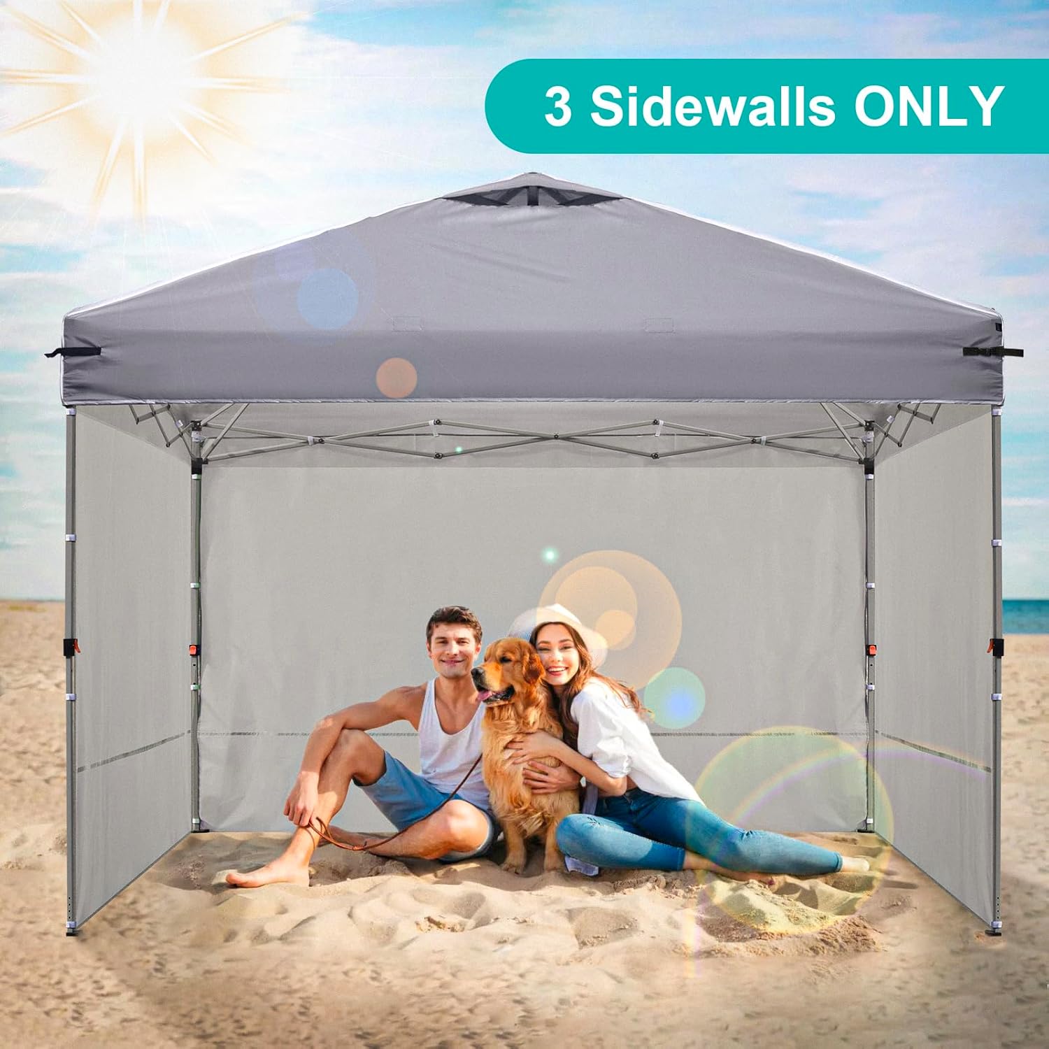Canopy Sidewalls for 10x10,10x20 Pop up Canopy Party Tent, UV Protection and Waterproof for Outdoor Event Tents, Vendor Booths, for Backyard, Patio, Camping (3 Sidewalls, Frame Not Included, Grey)