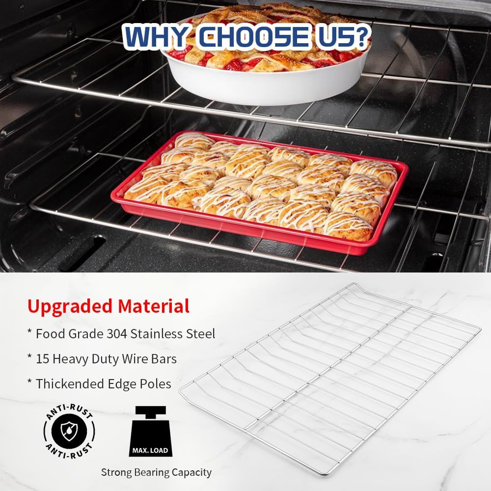 [Upgraded] Range Oven Rack WPW10550642 for Whirlpool/Amana Gas Range Ovens, Replaces W10550642, 3281084, AP6022861, 24.9'' Wide x15.1'' Deep, 304 Stainless Steel (2 Pack)