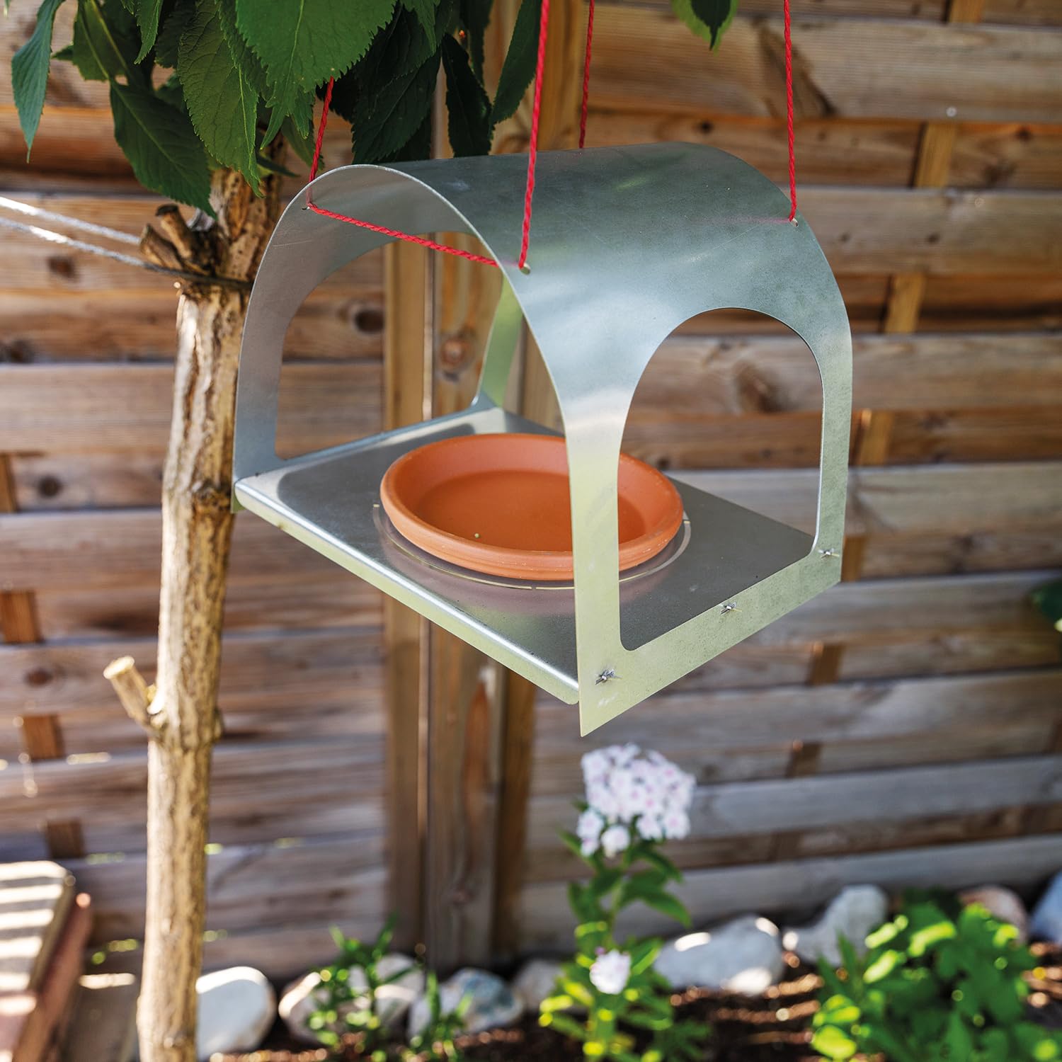 bellissa Vogelhaus SPATZI Vogelfutterhaus aus Metall Silber