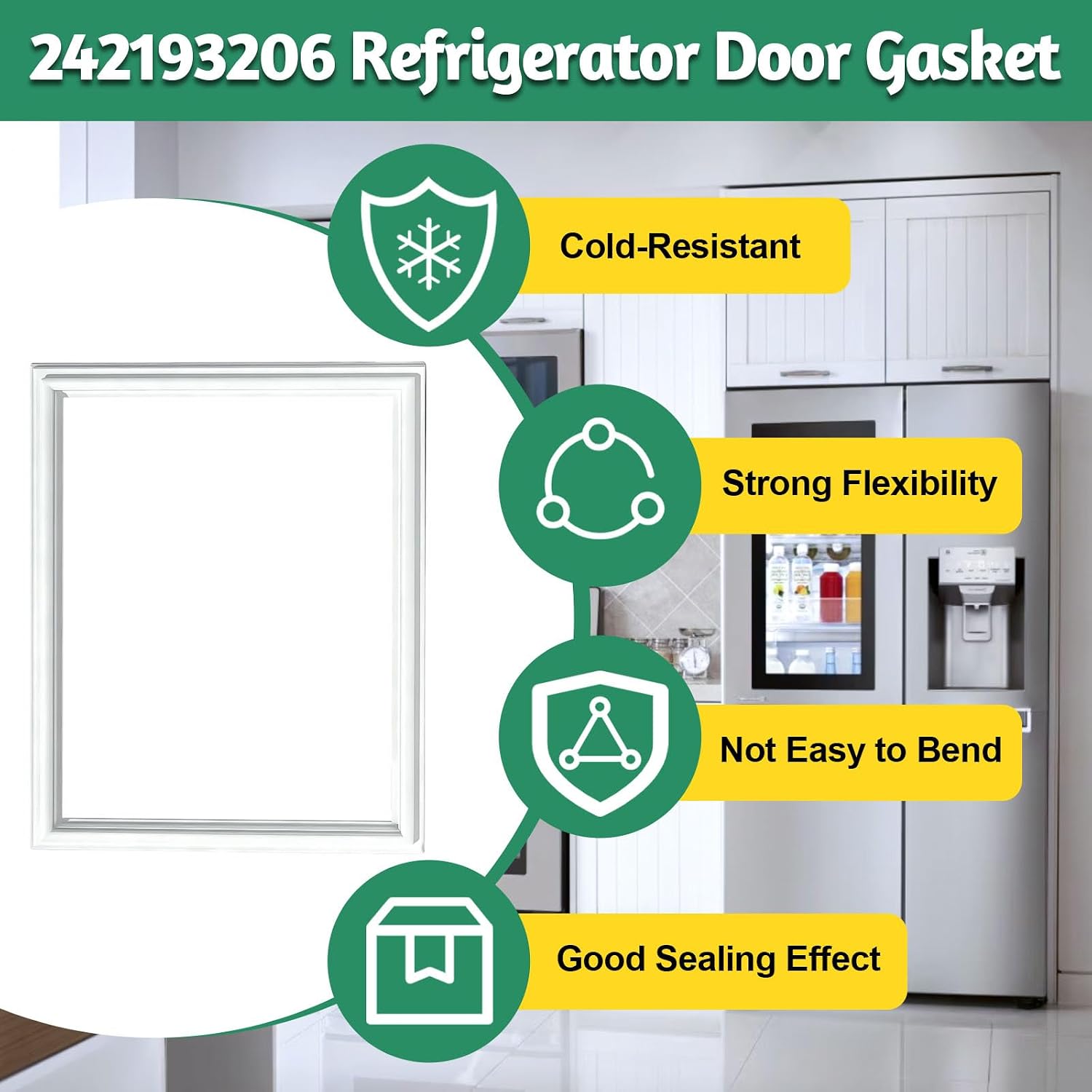 Refrigerator Door Gasket 242193206 Replacement for Frigidaire, Kenmore, Crosley, Westinghouse, Refrigerator Fresh Food Door Gasket Replaces AP5806733, PS9493819
