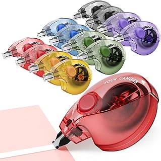 Four Candies Silent Correction Tape, White Correction Tape 12 Pack, 26.2ft, Ergonomic Easy-to-Use Applicator,Fast Clean Instant Corrections, Smooth High-Opacity Tear-Resistant Office & School Supplies