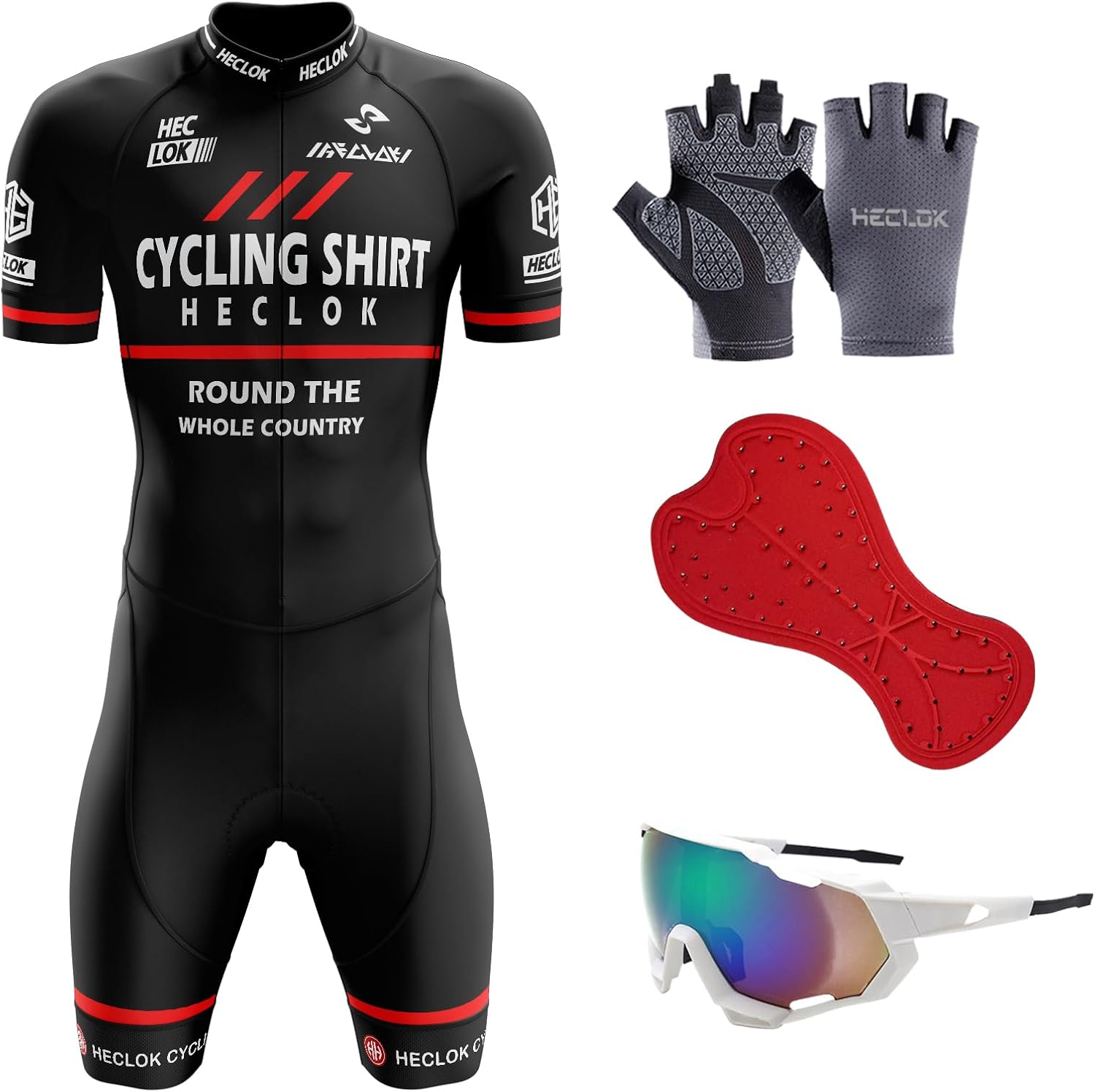 Men's Cycling Skinsuit Jersey, One Piece Trisuit Bike, High Density for Competition Padded, Triathlon Tri Suit