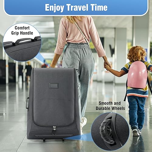 Miniatura 3 de Bolsa de viaje acolchada para cochecito de avión con ruedas compatible con UPPAbaby Vista, Vista V2, Cruz, Cruz2, bolsa portátil para cochecito