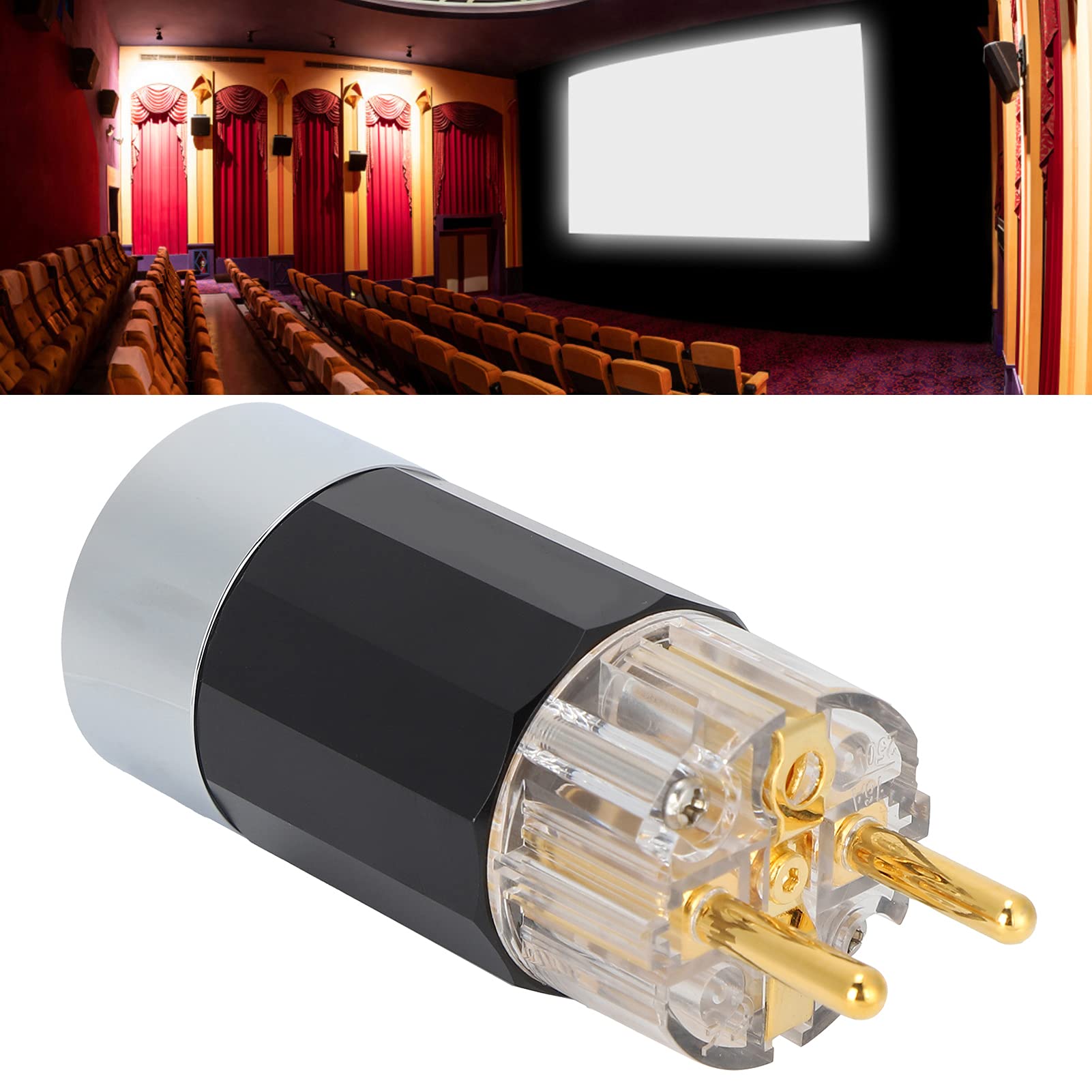 Reiner Kupfer 24K vergoldeter HiFi-Audio-Stromanschlussstecker 100-250V (F109G (Female))