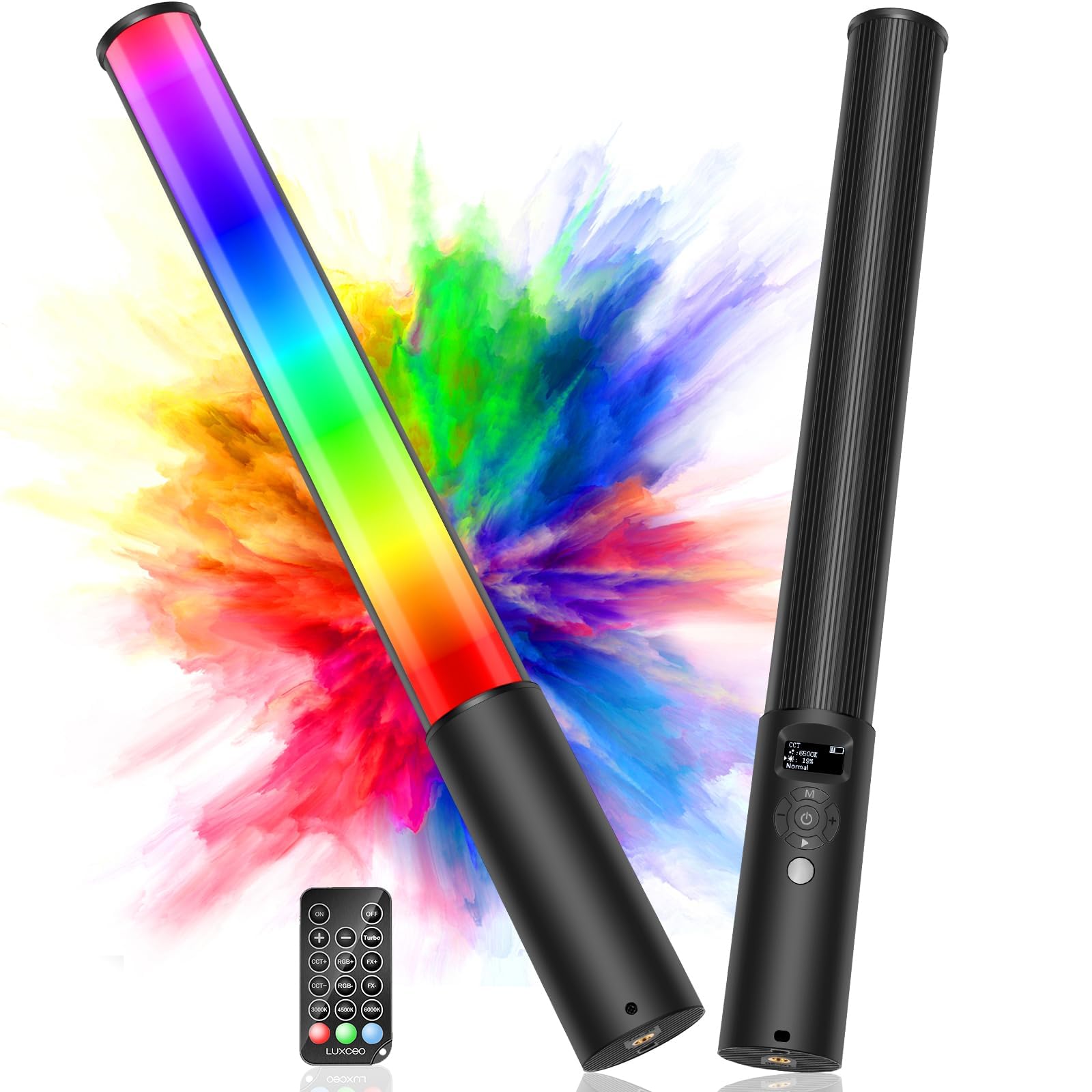 – BIGTHREE® RGB LED Handheld Light Wand, RGB Light Tube LED Video Light Stick, L-ED V-ideo L-ight Wand Stick, Brightness adjustable,2500K-6500K CRI95+ Full-Color, 12 L-ight Scenes for Video, Photography