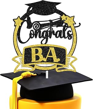 Congrats BA Cake Topper, Congrats Grad/Bachelor of Arts Degree, Class of 2025 College Graduation Party Decorations Supplies