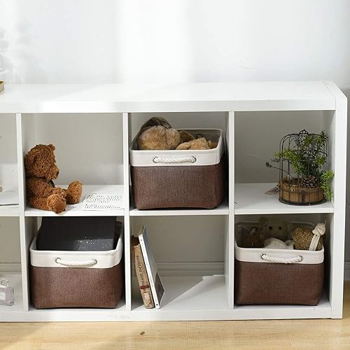 Miniatura 2 de Cesta de organización y almacenamiento para organizar, 16 x 12 x 8 pulgadas, paquete de 4 cubos de almacenamiento de tela, plegables para estantes