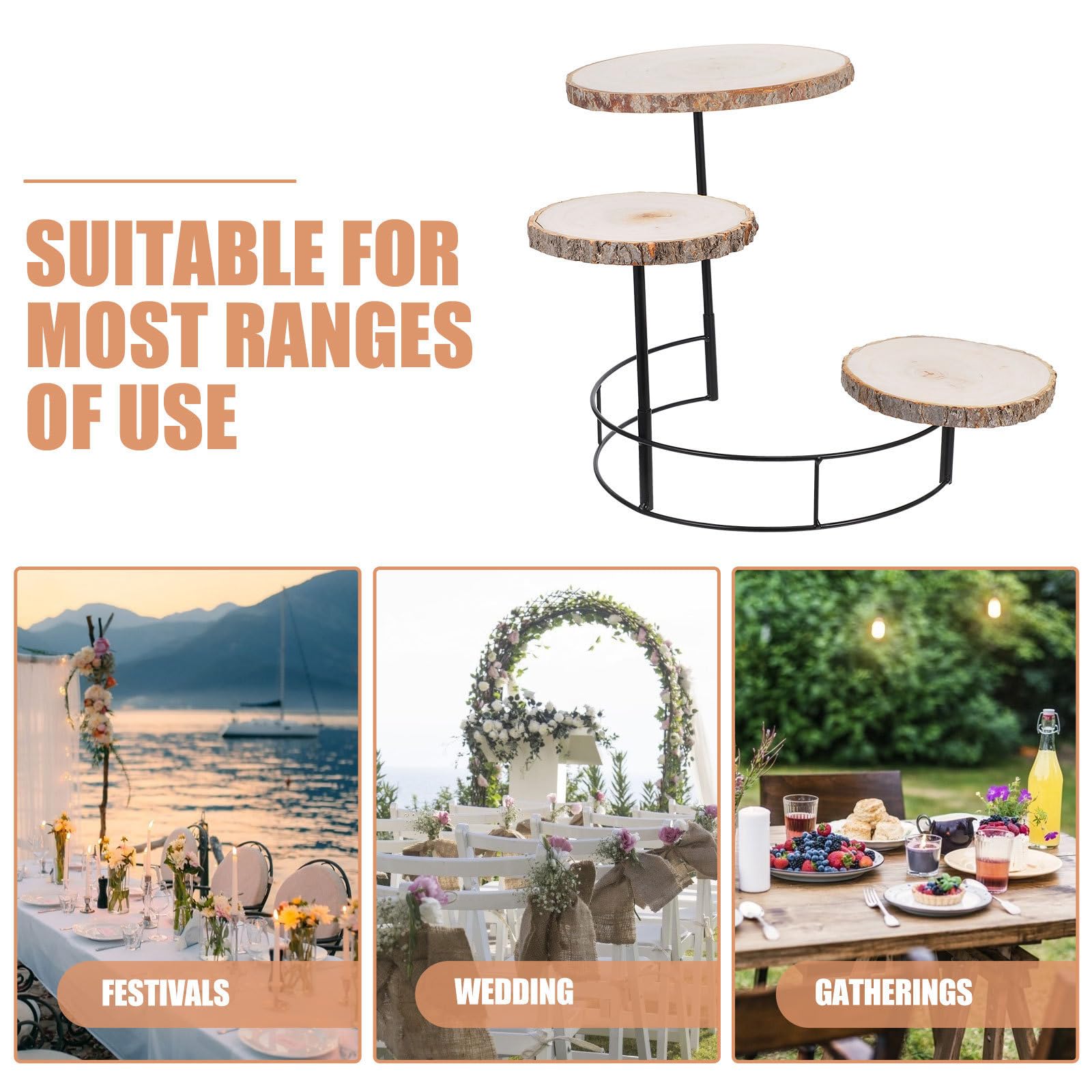 Soporte para Tartas y Cupcakes de Madera y Hierro Estilo Rústico Niveles en Fiestas y Eventos Obsequios
