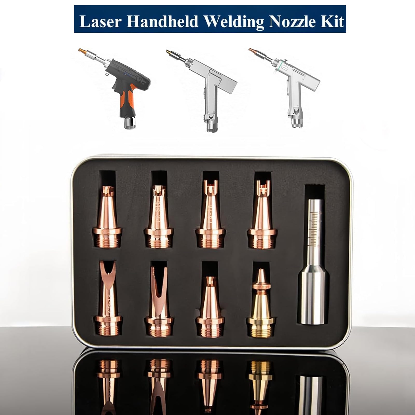 Laserschneiddüse, 5 Stück Kupferdüse M16, Kupfer-Laserdüsen für SUP20S/T SUP21S/T tragbare Handschweißkopfpistole, Teile für Faserlaserschweißgerät (M16-Set)