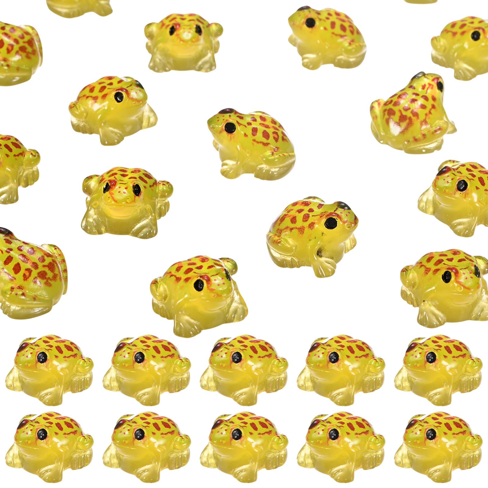 M METERXITY 60-Pack Luminous Mini Resin Frogs, Glow in the Dark Tiny Frog for Terrarium/Micro Landscaping/Dollhouse, Decorative Miniature Animal Figurine to Place [Yellow]