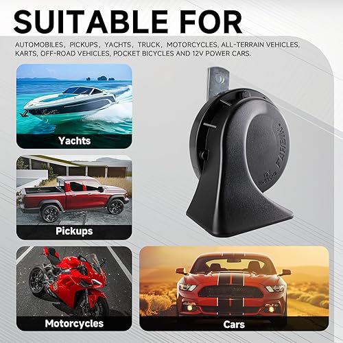 Miniatura 3 de FARBIN Bocina compacta de 12 V para coche, alta tono, 510 Hz, impermeable, cuerno de caracol eléctrico, universal para cualquier vehículo de 12 V
