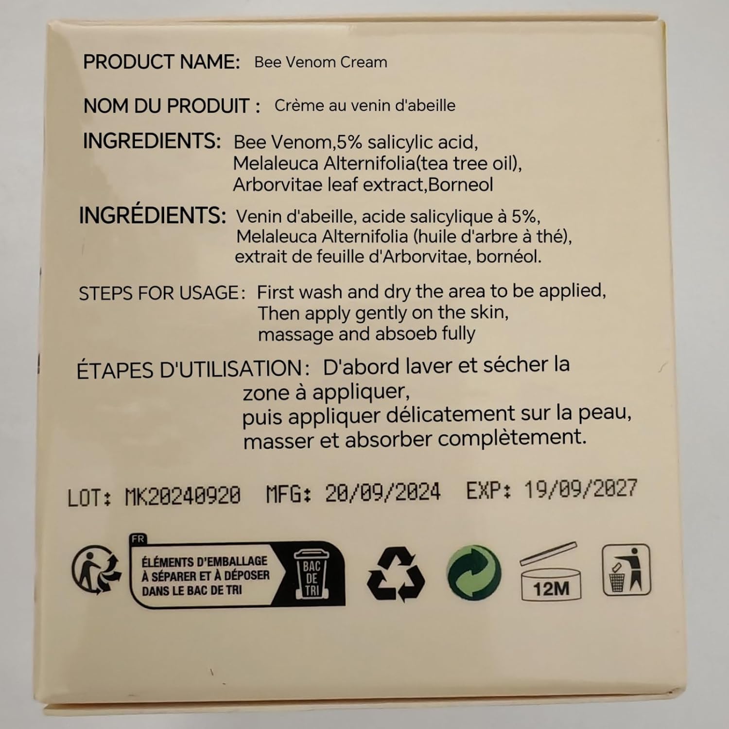 Bee Venom Cream, Bee venom moisturizing cream, suitable for men and women, for skin care 60ml - Image 2