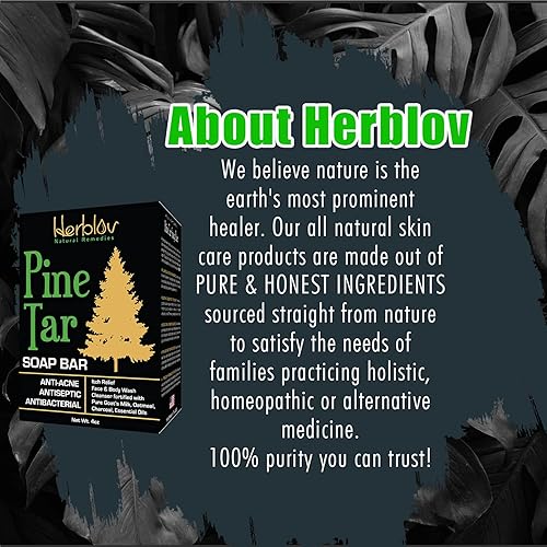 Miniatura 7 de Herblov Barra de jabón de alquitrán de pino natural 34fl oz antibacteriano antiséptico antiacné eczema psoriasis alivio de la picazón limpiador de