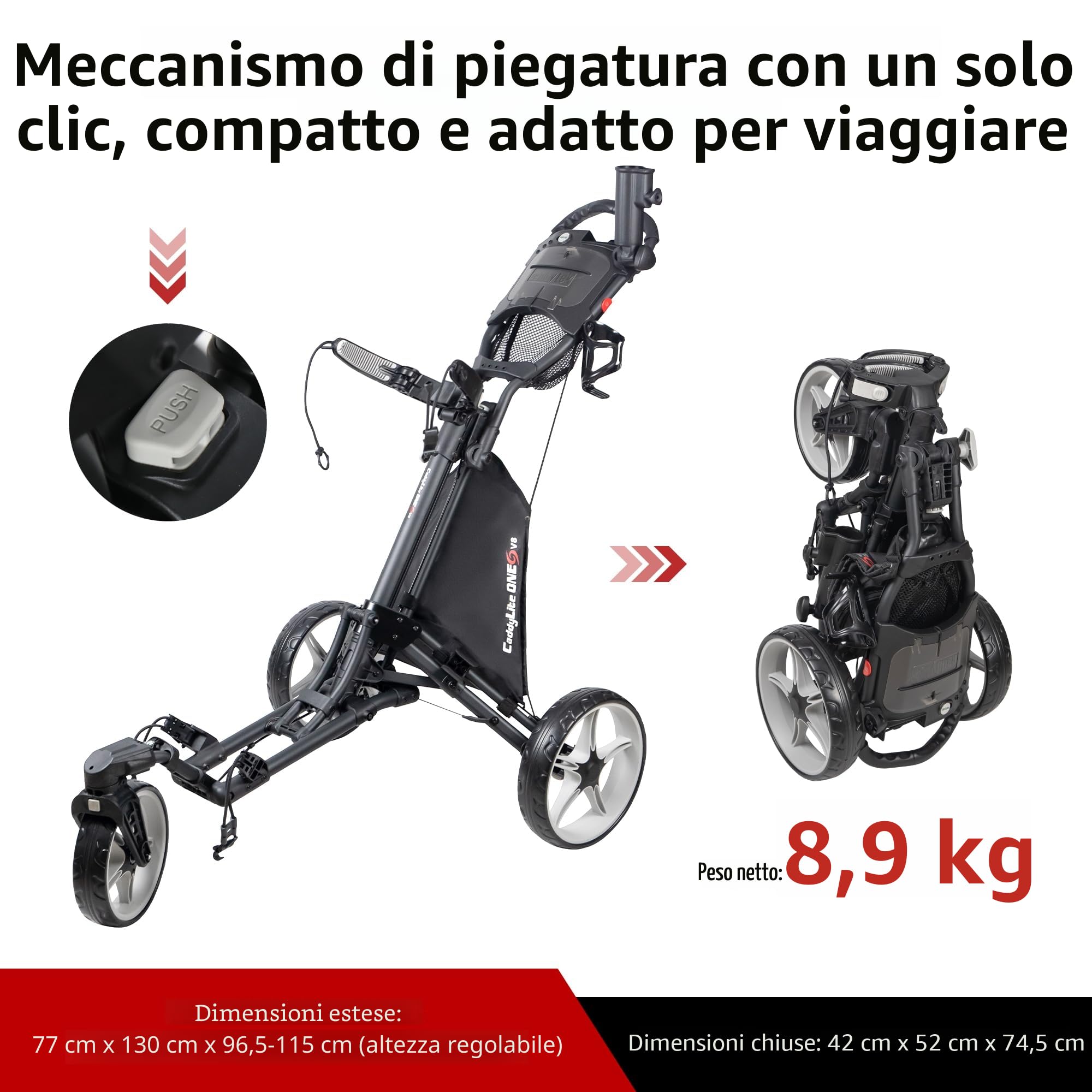 CaddyLite 15.3 Quad-Fold Golf Push Cart