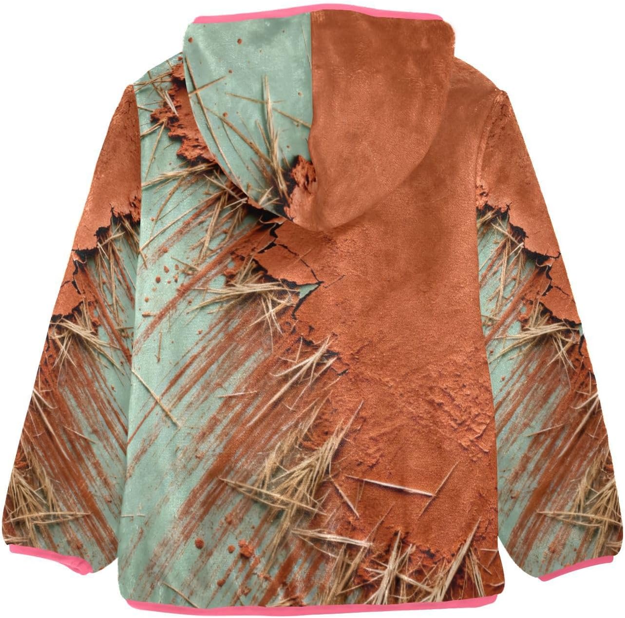 GuoChe Brown and Green Kid Fleece Jacket Plush Lined Baby Coat