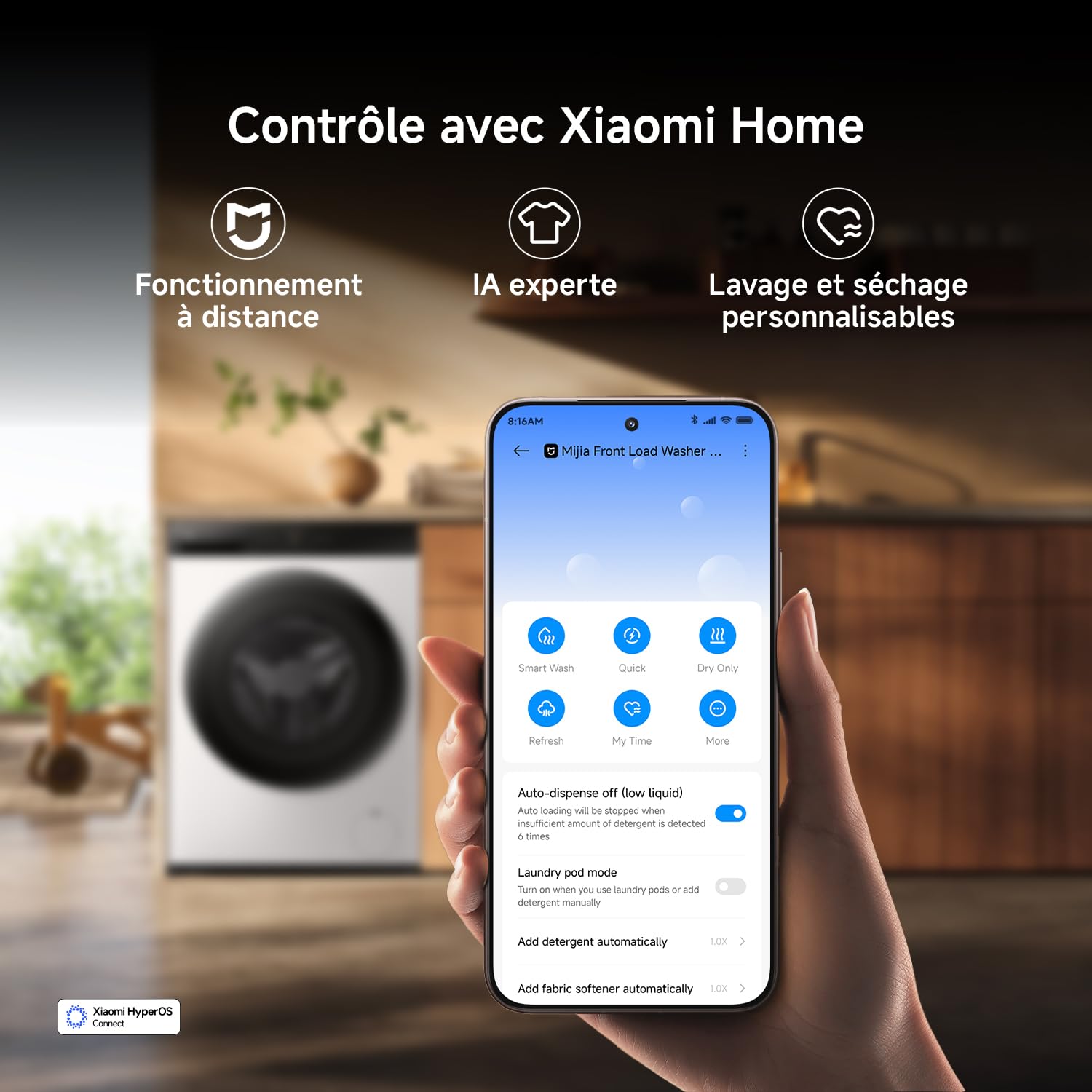 Xiaomi Mijia Lave-Linge séchant Hublot Pro 9 kg Lavage / 6 kg Séchage | Double dosage automatique, Lavage ultra-rapide, Soin vapeur, Contrôle intelligent, Blanc, Efficacité de lavage A-25 %