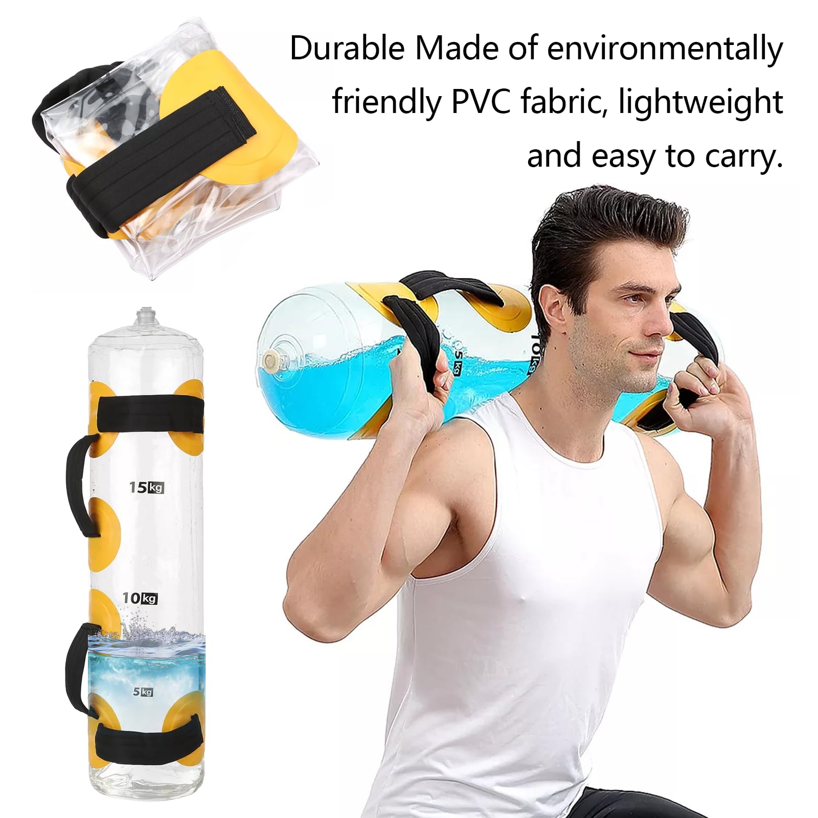 Aqua Bag, Power Bag 20kg Allenamento Sand Bag Fitness Water Bag Sacca D'acqua Riempibile per Cardio Borsa per Acqua da Allenamento per Fitness Casa Palestra Yoga