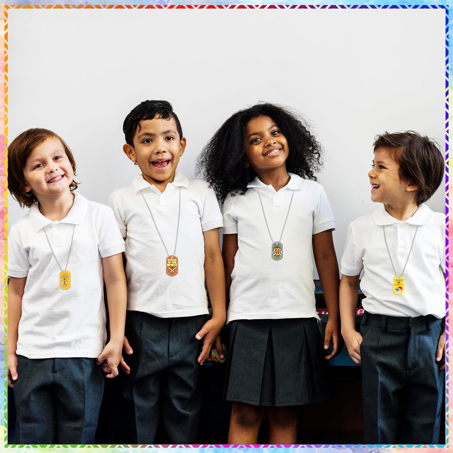 Aliceset 24 Pcs Bible Verses Religious Christian Dog Tag Necklace Religious Party Favors Inspirational Motivational Necklace Bulk for Easter Sunday School Holy Week Prizes Gifts