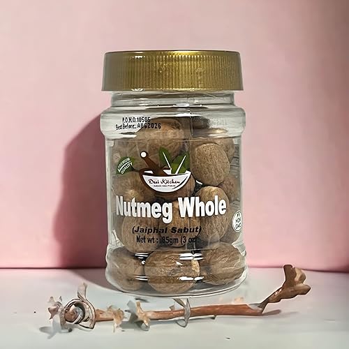 Miniatura 4 de Desi - Especias de cocina totalmente naturales, sin sal, veganas, sin OMG, nuez moscada entera (Jaiphal Sabut) 3 onzas