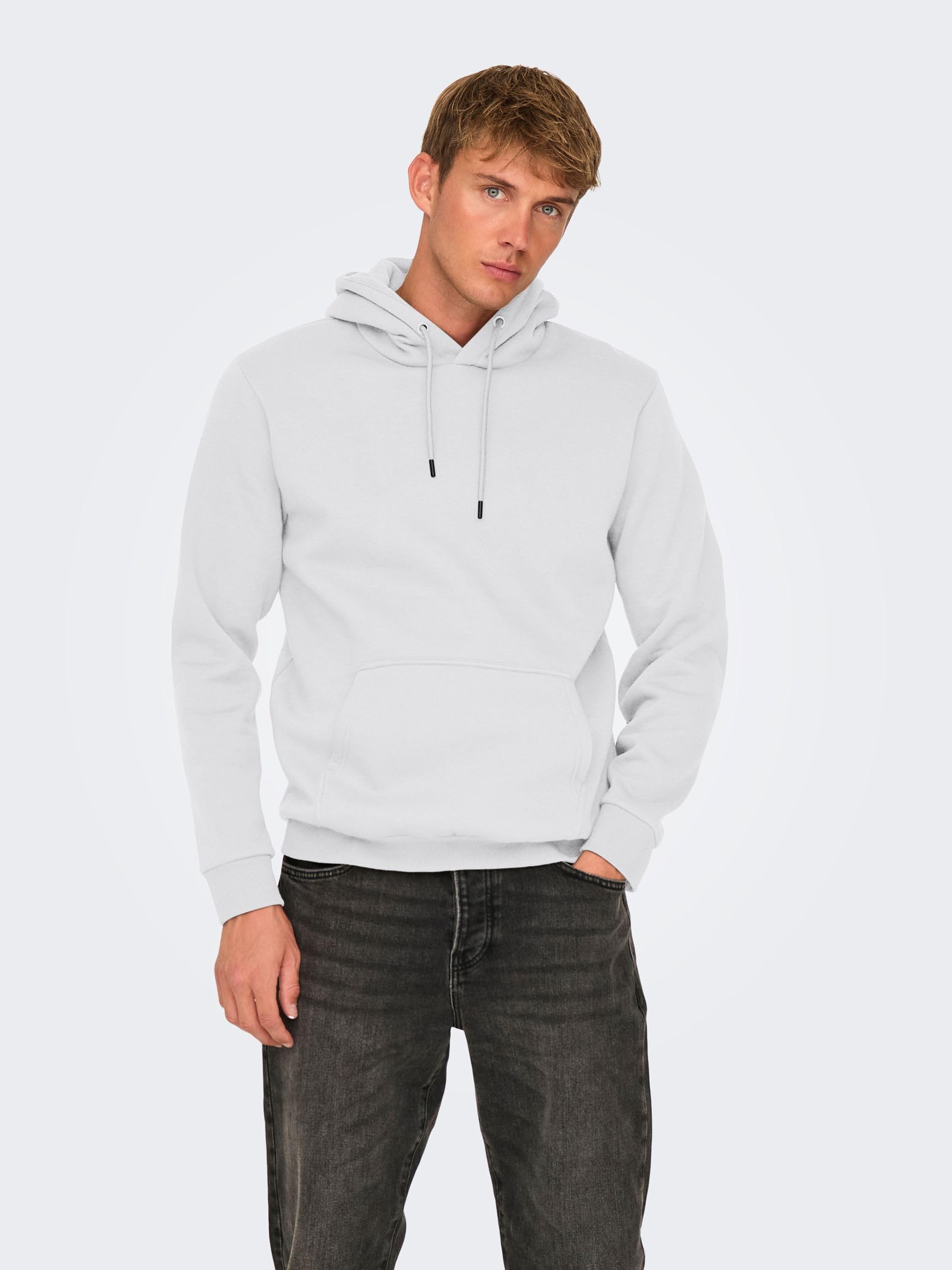ONLY & SONS Onsceres bluza z kapturem Sweat Noos, Super Light Grey Melange, S