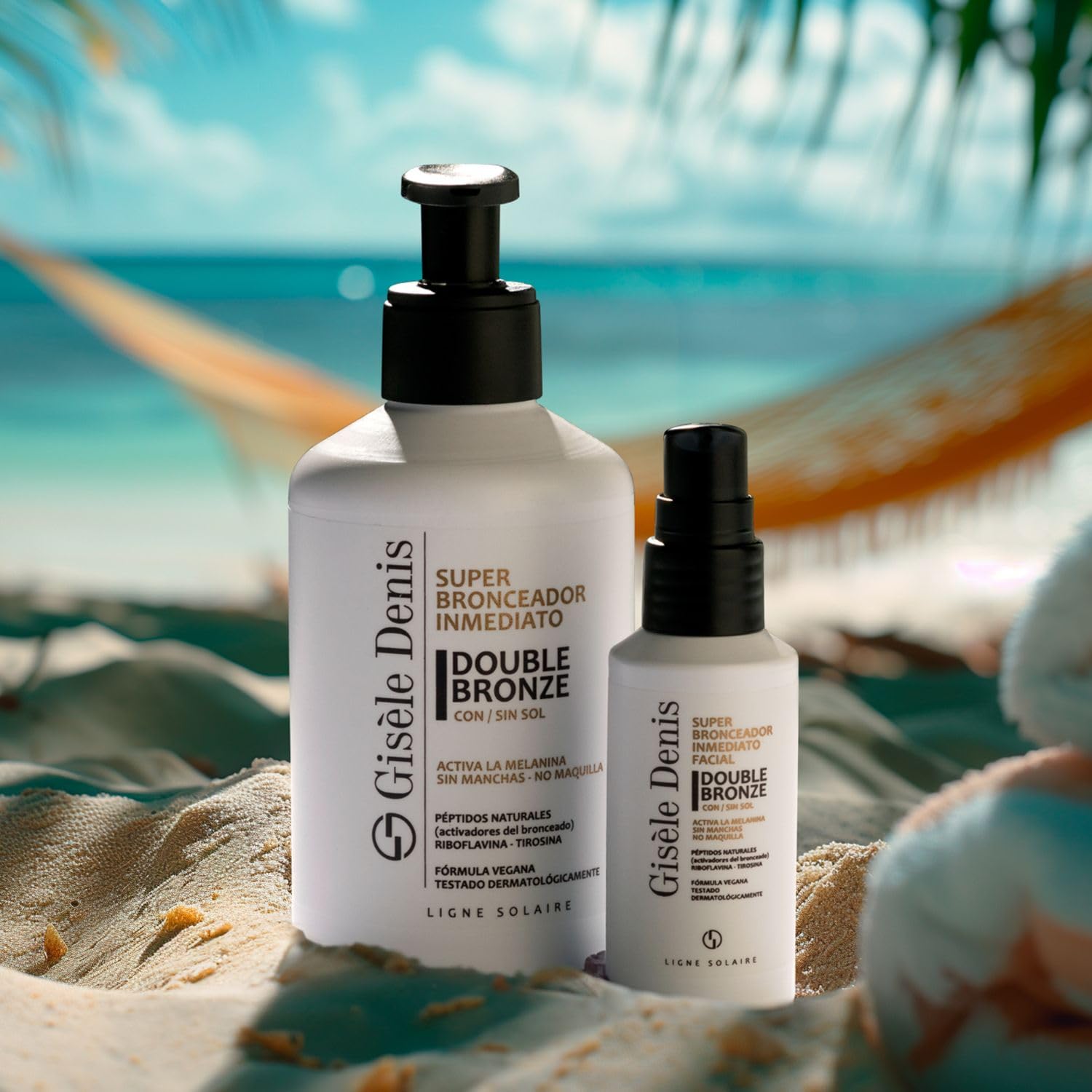 GISÈLE DENIS - Double Bronze Super Instant Tanning Pack, Viso 40 ml + Corpo 250 ml, Crema Abbronzante, Acceleratore di Abbronzatura, Crema Solare Abbronzante, Profumazione Gradevole, Formula Vegana
