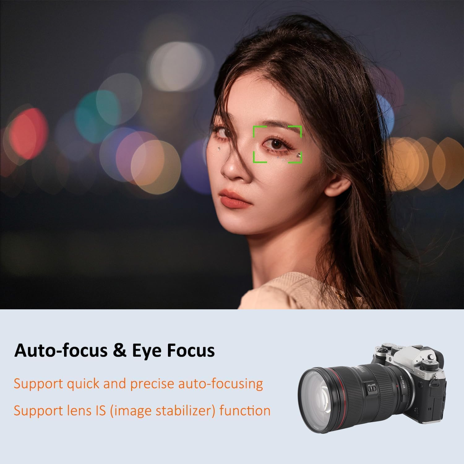 EF-FX2 Pro - Adattatore per obiettivo con messa a fuoco automatica, compatibile con obiettivo Canon EF su fotocamera X-Mount Fuji-film x-a1/2/3/5/10/20, x-t1/2/3/10/20/100, x-e1/2/3, x-pro1/2, x-h1